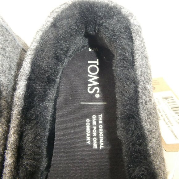 Toms Womens Size 5 Alpargata Gray 2 Tone Felt Let it Snow Embroidery Fuzzy Shoe - Picture 3 of 8